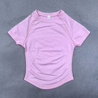 Nahtloses Yoga-Top für Damen Kurzarm Gym Crop Top Leichtgewichtige Yoga-Shirts Fitness-Gym-Shirts Elastische Sport-Shirts