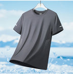 CHRLCK Herren Wander-Schnelltrocknungs-T-Shirts Atmungsaktive Lauf- und Angel-T-Shirts Weiche Elastizität Outdoor-Sport-Kurzarmshirt Sommer