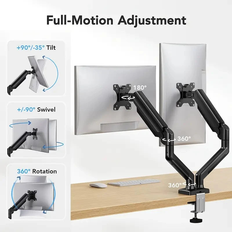 Dual Monitor Mount for 13″–32″ Screens, Adjustable Dual Monitor Stand, with 180° Swivel, Tilt, 360° Rotation for Home Office Hauptbild