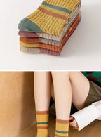 5 Paar gestreifte Socken für Damen, bequem, weich, mittellang, Winter, Harajuku, lustige Freizeitsocken, Damenstrümpfe, Strumpfwaren