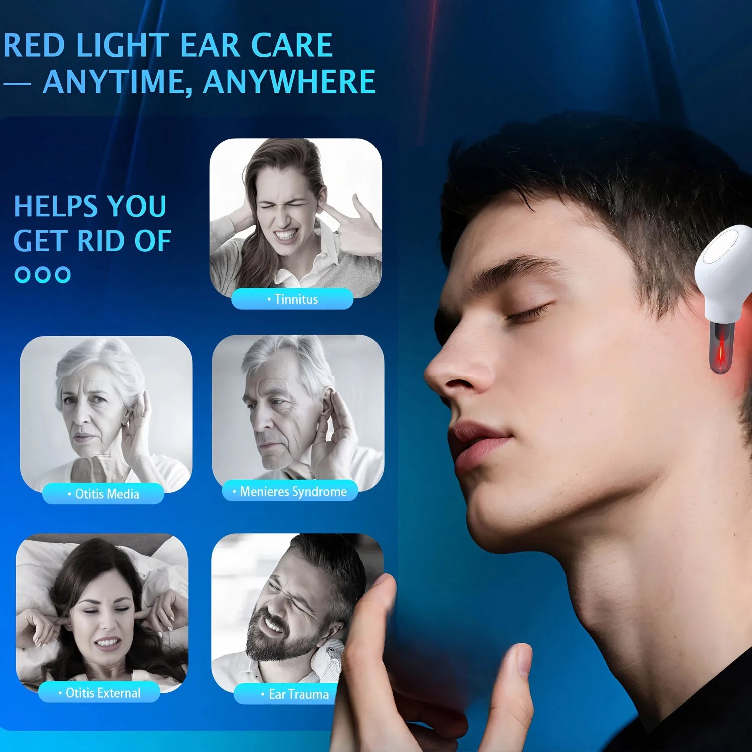1 Stück schmerzfreies 650nm Rotlicht-Otologie-Lasertherapiegerät – Ohrenpflegeinstrument bei Tinnitus, Mittelohrentzündung & Taubheit