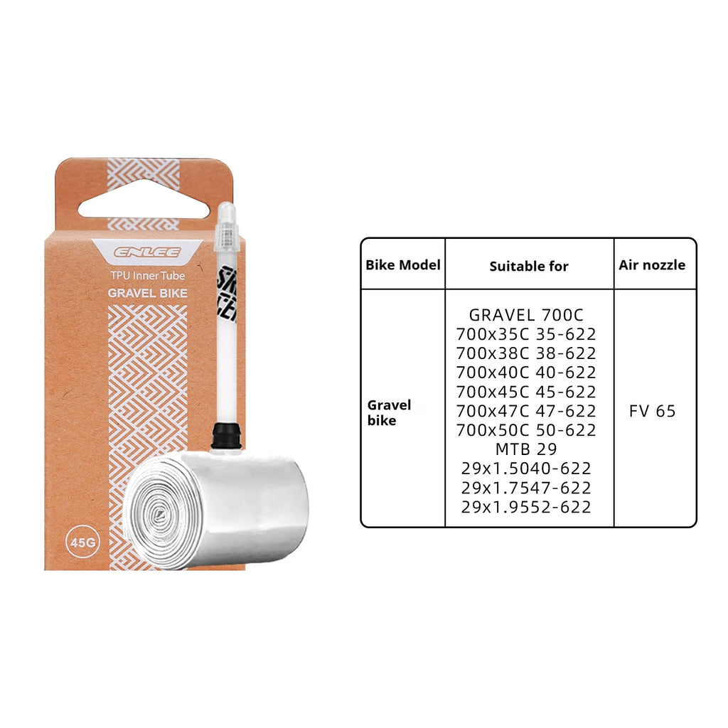 ENLEE Fahrradschlauch TPU Sclaverandventil Rennrad Mountainbike TPU Schlauch Presta Ventil 45mm 65mm 85mm Fahrradschlauch Fahrradteile