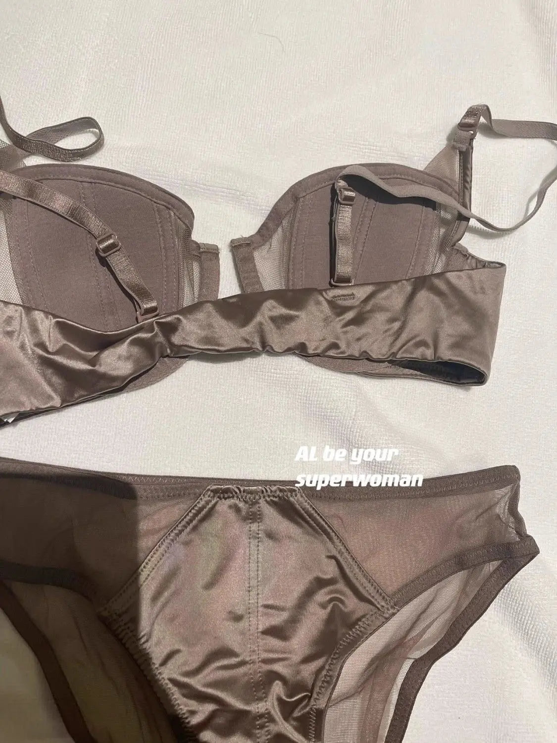 Vorderer Schnallen-Push-up-BH für Damen Dessous-Set Sexy Satin-Mesh Halb-Cup Kabelloser Lift-BH-Set mit verstellbaren Trägern Größe S-XL