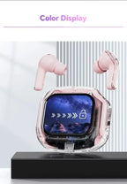 Übersetzung Kopfhörer mit Touchscreen Kabellos Bluetooth 5.4 Smart Earphone HiFi Audio Hohe Qualität Transparente Hülle Headset
