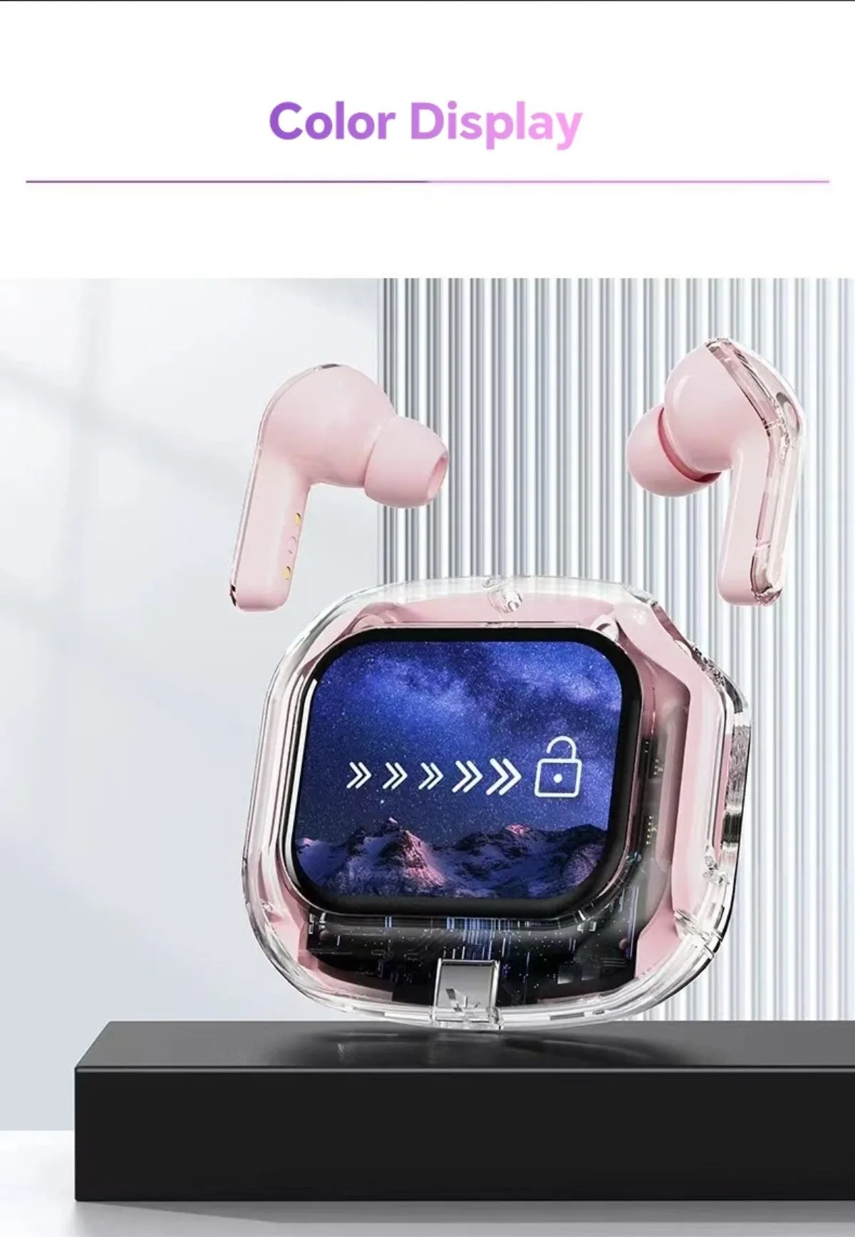 Übersetzung Kopfhörer mit Touchscreen Kabellos Bluetooth 5.4 Smart Earphone HiFi Audio Hohe Qualität Transparente Hülle Headset
