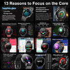 2026 Neue Smartwatch NFC EKG+PPG Blutsauerstoff Harnsäure Blutdruck Saphir Smartwatch Herren für Android iOS Smartwatch Herren