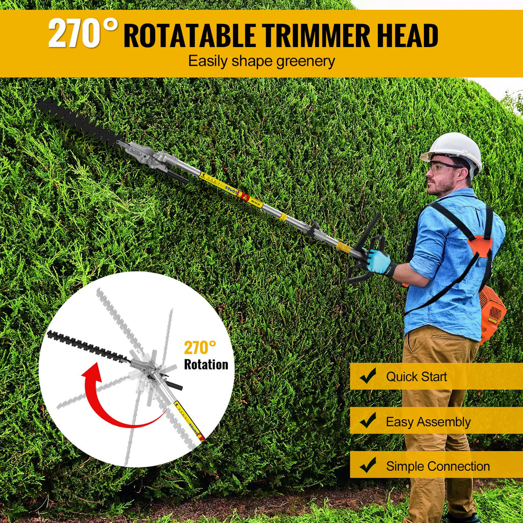 CONENTOOL 6in1 Benzin Motorsense 52cc 2-Takt Benzin Rasentrimmer Multifunktionaler Garten Grastrimmer Heckenschere Baumschneidewerkzeug