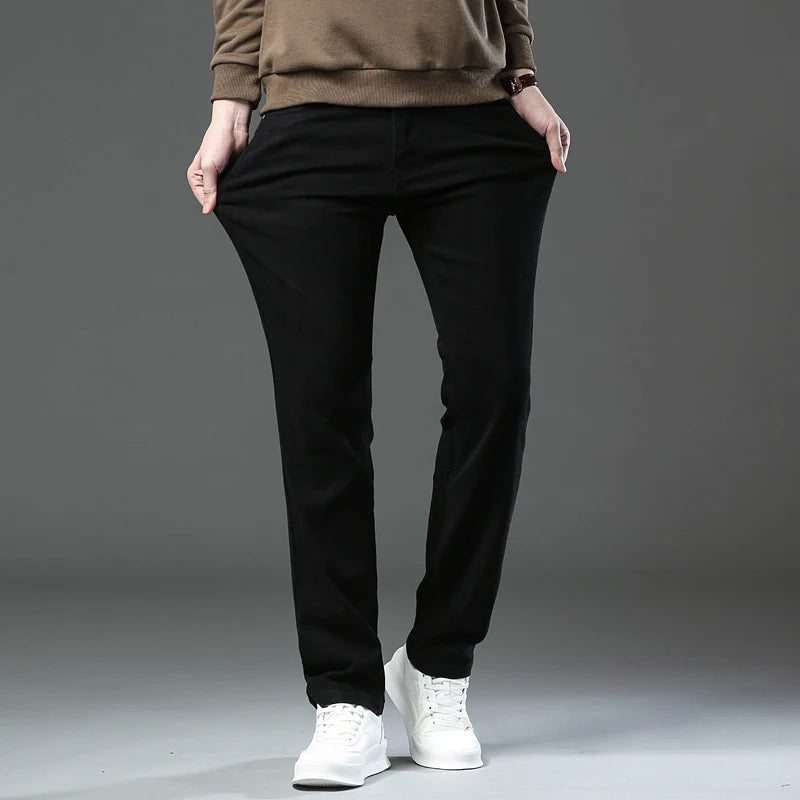 2026 98 % Baumwolle Elastische Baumwolljeans Herren Frühling Slim Straight Denim Hose Komfort Große Größe Koreanische Business Casual Hose