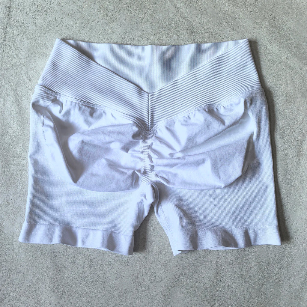 Damen Scrunch Shorts nahtlos V-Rücken Scrunch Booty Shorts Fitness Workout Laufen Yoga Gym Shorts