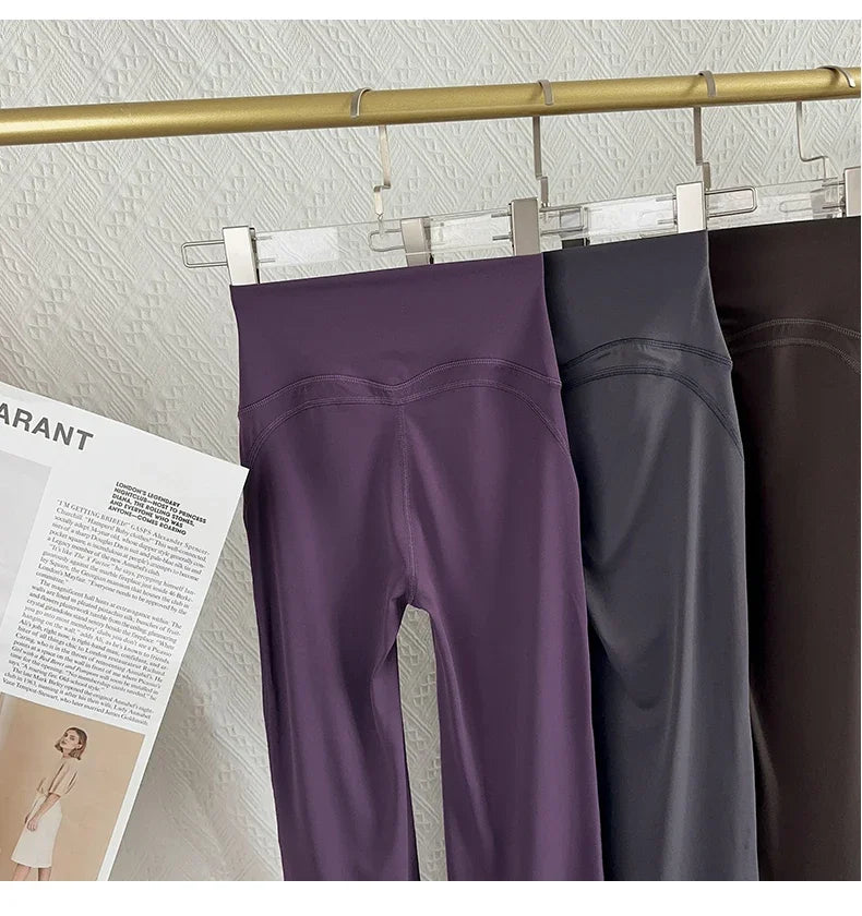 Damen High-Waist Schlag-Yogahosen Bequeme Pilates-Laufleggings Stylische Fitness-Sporthosen
