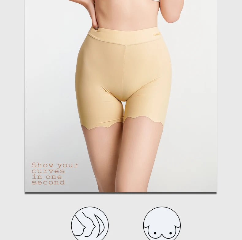 2er-Pack Nahtlose Sicherheits-Shorts Damen Eisseide Sommer Anti-Scheuer Unterwäsche Boxershorts Unterrock-Slip Übergröße Kurze Leggings 40-100kg