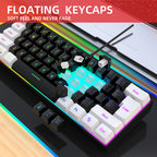 Neues kabelgebundenes 61-Tasten-Tastatur-Set in Weiß-Schwarz, RGB-Gaming-Maus, Büropaket, Tastatur-Maus-Kombinationen mit Hintergrundbeleuchtung für PUBG-Gamer