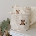 Niedlicher Bären-Stickerei INS Baby Wickeltasche Windel Caddy Windelkorb Mummy Mutterschaftstasche für Neugeborene - Aufbewahrungsorganisator für Spielzeug und D