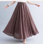 Neue 2020 Damen Leinen Baumwolle Lange Röcke Elastische Taille Plissierte Maxi Röcke Strand Boho Vintage Sommer Röcke Faldas Saia