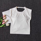 Damen Slim Fit Sport-Tanktop mit offenem Rücken, integrierten BH-Schalen, atmungsaktiv, für Pilates und Yoga