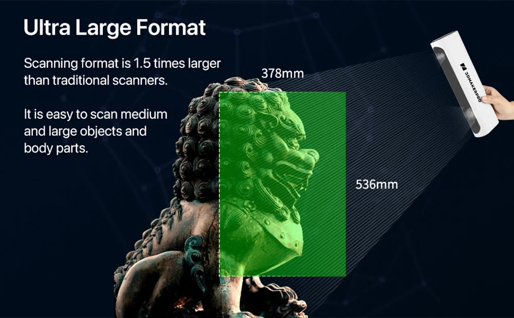 Luxury Edition 3DMakerpro Lynx 3D Scanner, 0.10mm Accuracy, 0.30mm Resolution, 10fps Frame Rate, 250x400mm Single Capture Range