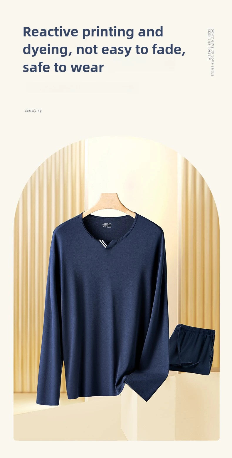 Herren Schlafanzug Set Ultrafeiner Tencel Modal Frühling und Sommer Komfort Loungewear Luxus Herren Pyjama