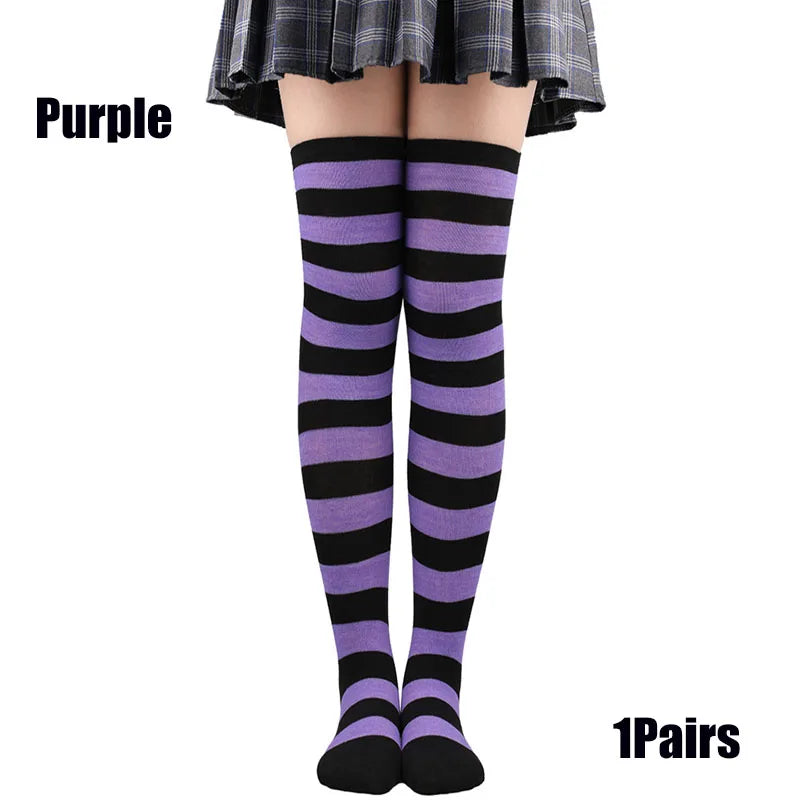 Farbige gestreifte Strümpfe Japanische Overknee-Socken Mode Frauen Warmhalten Socken Sexy Schlanke Lange Socken Strumpfwaren JK Cosplay Lolita Y2k