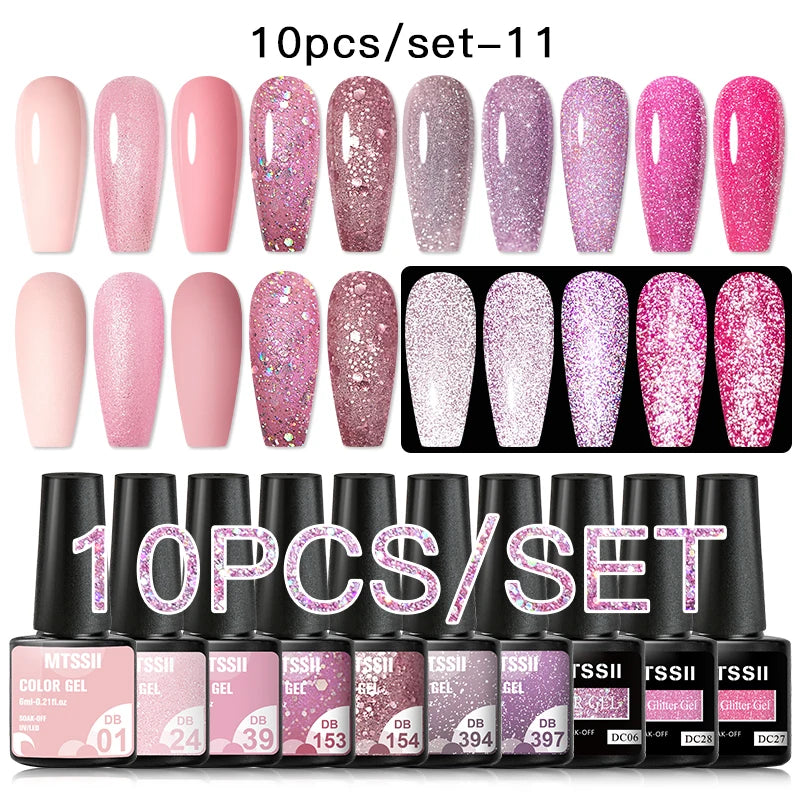10/12PCS/SET Katze Magnetisches Gel Nagellack Set 9D Reflektierendes Glitzer Gel Halbpermanentes UV Gel Soak Off Funkelndes Nagelkunst Kits