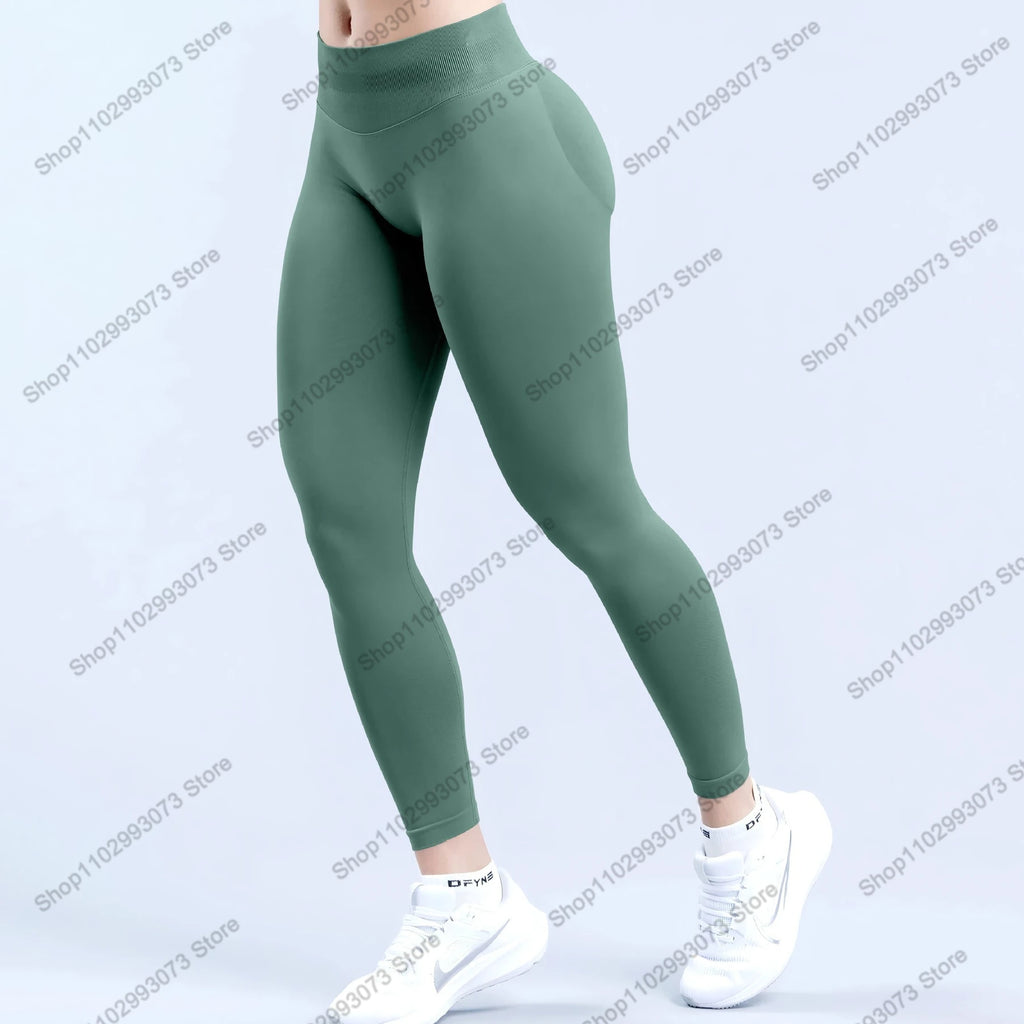 Damen High Waist Nahtlose Yoga Leggings Bauchkontrolle Po-Lifting Workout Hose Weiche Athletic Leggings für Fitnessstudio Fitness Laufen