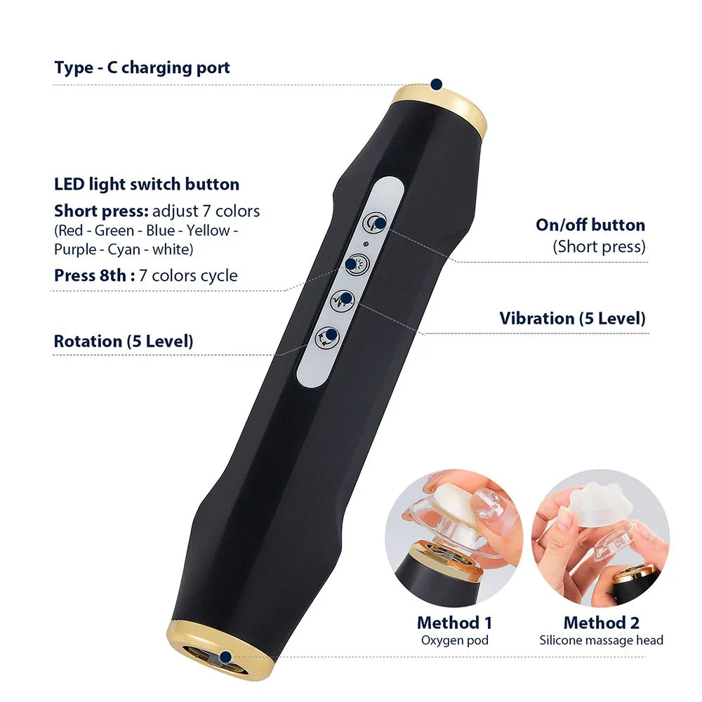 Tragbares Sauerstoff-Blasen-Gesichtsgerät CO2-Blasenstift Aqua Skin Gesichtsreinigungs-SPA-Schönheitsgerät CO2-Pod-Massagegerät
