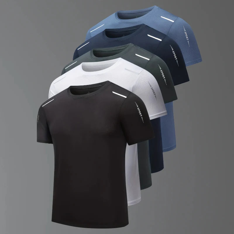 4/1 Stück Herren Sommer Mehrfarbig Schnelltrocknendes Sport-Kurzarmshirt Locker Atmungsaktiv Fitness Laufen Badminton T-Shirt Reflektorstreifen Hauptbild
