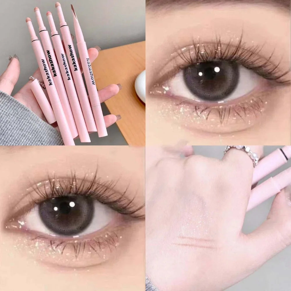Doppelseitiger Lying Silkworm Eyeliner Pencil Diamond Glitter Matt Aegyosal Pen Aufhellende Creme-Lidschatten-Highlighter-Augen-Make-up