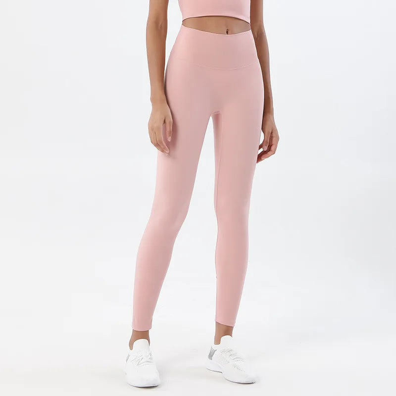 SOISOU Nylon Yogahosen Gym Leggings Damen Mädchen Fitness Weiche Strumpfhosen Hohe Taille Elastisch Atmungsaktiv Keine T-Linie Sporthosen