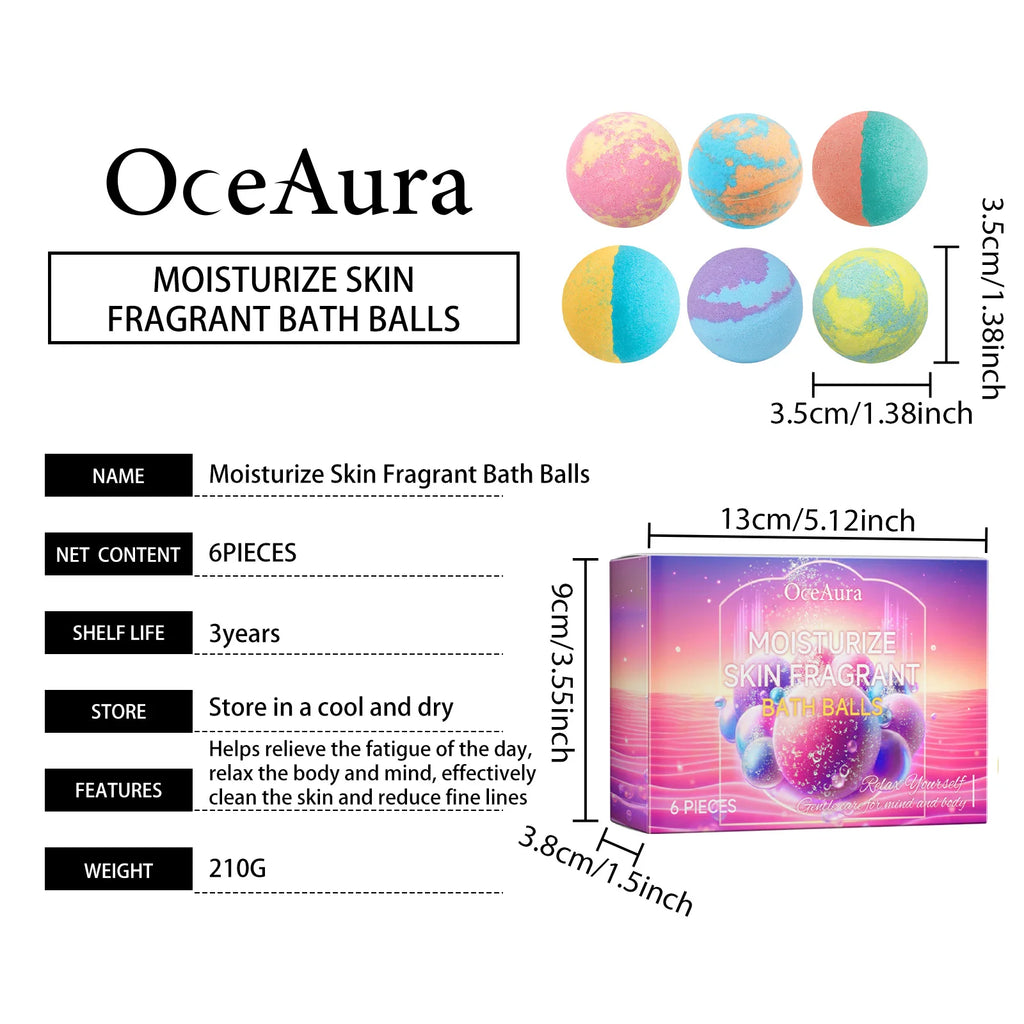 OceAura Badebomben Weiche Glatte Sauber Hautpflege Feuchtigkeitsspendend Verbesserte Hautelastizität Duschprodukte Geschenksets für Frauen