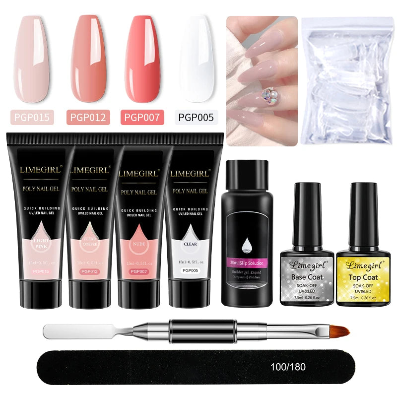 LIMEGIRL Nagelkunst-Set Poly-Nagelgel-Verlängerungs-Soak-Off-Gel-Set Nagelkunst-Acrylgel-Lack-Set für Anfänger Halbpermanentes Gel So Hauptbild
