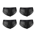 4er-Pack LORIEN CREST Eisseide Herrenunterwäsche nahtlos ultradünn doppellagiger Schritt atmungsaktive Herrenslips mittlere Leibhöhe sexy&leicht