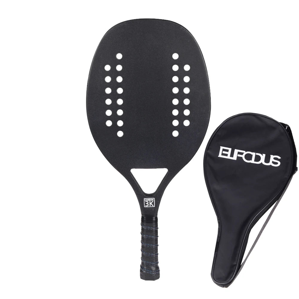 Vollcarbon 3K Faser Strandtennisschläger raue Oberfläche professioneller Schläger für Herren und Damen mit Schutzhülle