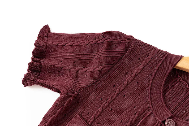 Sommer einfarbig Rundhals Kurzarm Business-Kleid Damen Koreanisch Einreiher Ausgeschnittenes langes Kleid Modetrend