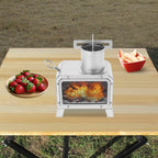 Tragbarer Camping-Holzofen, Mini-Feuerstelle aus Edelstahl für Outdoor-Kochen, Wandern, Grillen, mit Glasfenster und Belüftungsöffnungen