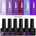 LILYCUTE 7ML 6PCS Neon Gel Nagellack Set fluoreszierend Farbwechsel Semi Permanent Soak Off Maniküre-Kit Nail Art Gel