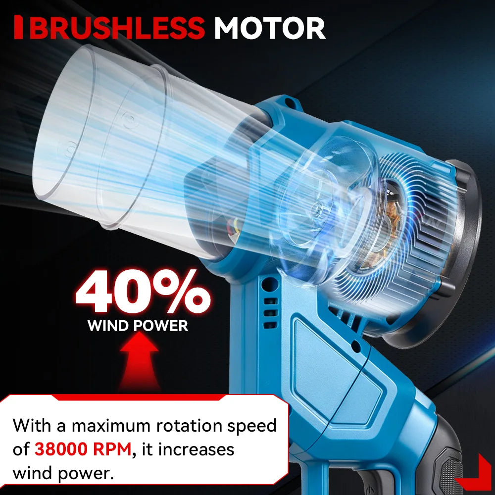 ONEVAN 2IN1 Bürstenloser Elektroturbo-Gebläse 38000 U/min Akku-Handstaubsauger Laubbläser Elektrowerkzeug für Makita 18V Akku