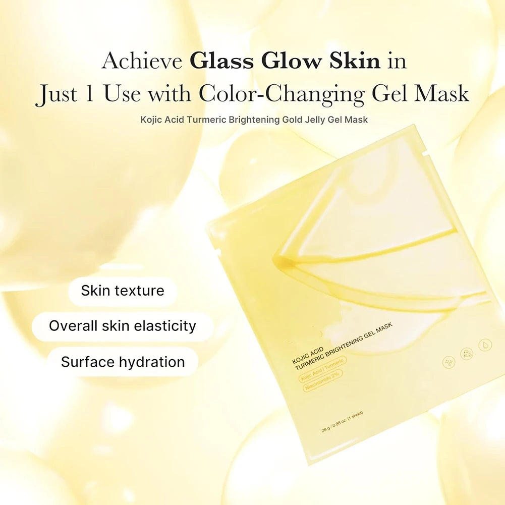 4 Stk./Box Absorbierbare Kojisäure Kurkuma aufhellende Gelmaske Kollagen Feuchtigkeitsspendende Gesichtsmaske Retinol Anti-Falten Straffungsmaske