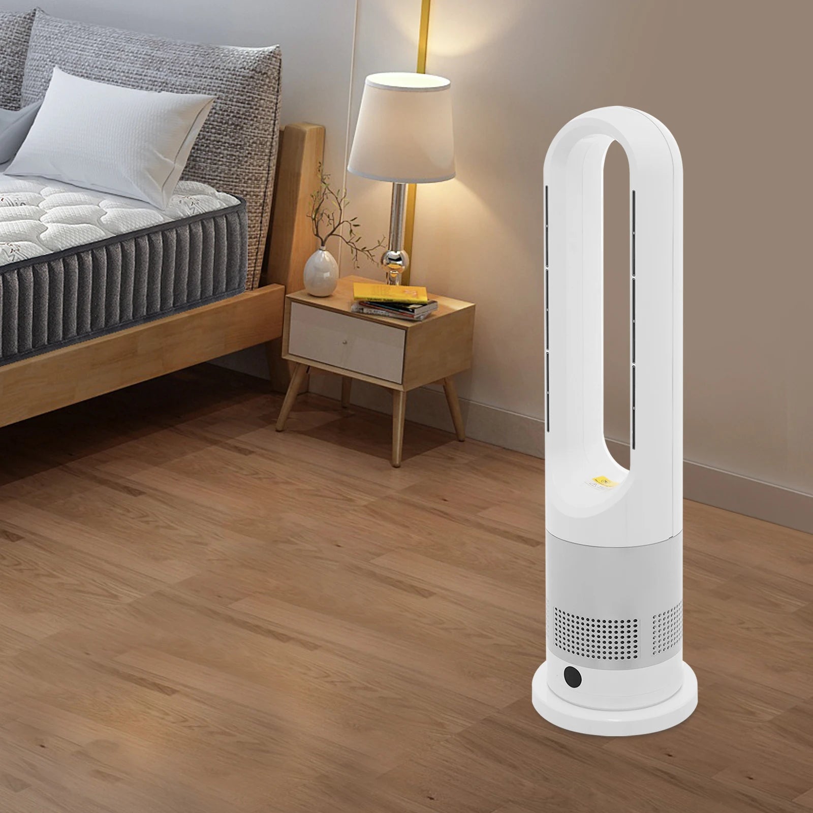 Blattloser Ventilator zum Kühlen und Heizen 220 V mit Timer, Fernbedienung, 8 Windstärken, leise, für Zuhause, Klimaanlage, Heizung, LED-Anzeige