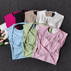 Damen Slim Fit Sport-Tanktop mit offenem Rücken, integrierten BH-Schalen, atmungsaktiv, für Pilates und Yoga