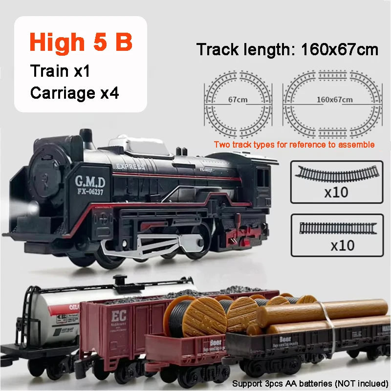 Klassische Eisenbahn Güterzug Spielzeug Elektrische Eisenbahn Schienenset mit Licht Schienen Modell Spielzeug für Kinder Geschenk Kinder Erwachsenen Spielzeug