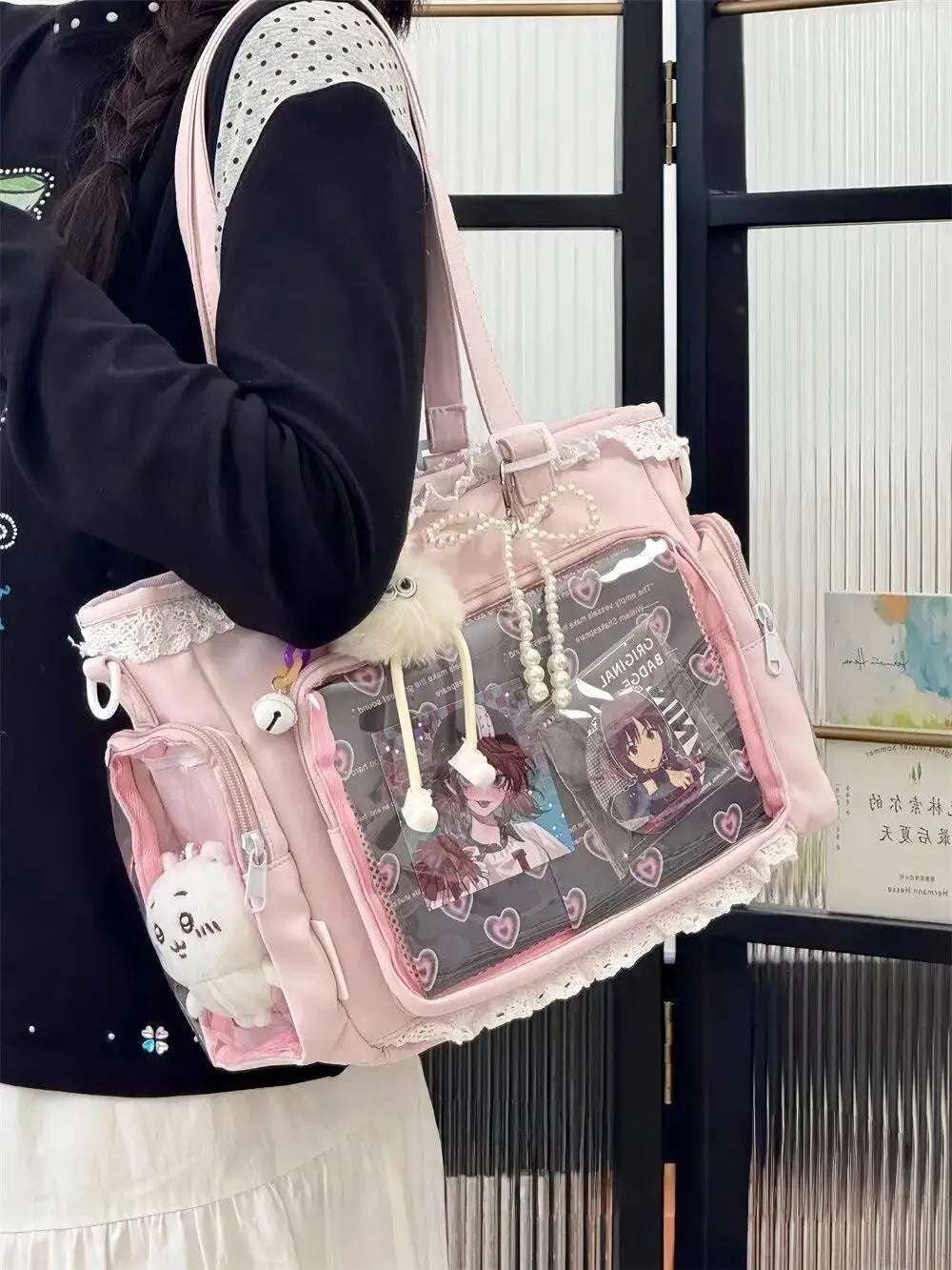 Neue Y2K Süße Japanische Ita Bag Lolita Mädchen Transparente Umhängetasche Große Kapazität Umhängetasche Lässige Tasche DIY Display Handtaschen