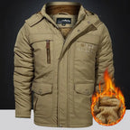 Herren Winterjacke Fleece-Futter Outdoor Parka Mantel Kapuzen-Windbreaker Militär Dick Warme Oberbekleidung Große Größe 6XL Multi-Taschen