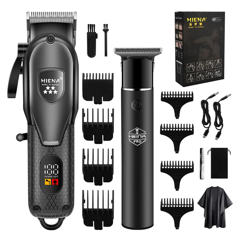 hiena Haarschneidemaschinen-Set für Herren Elektrorasierer Haartrimmer Professionelle Schneidemaschine Haartrimmer mit LCD-Digitalanzeige