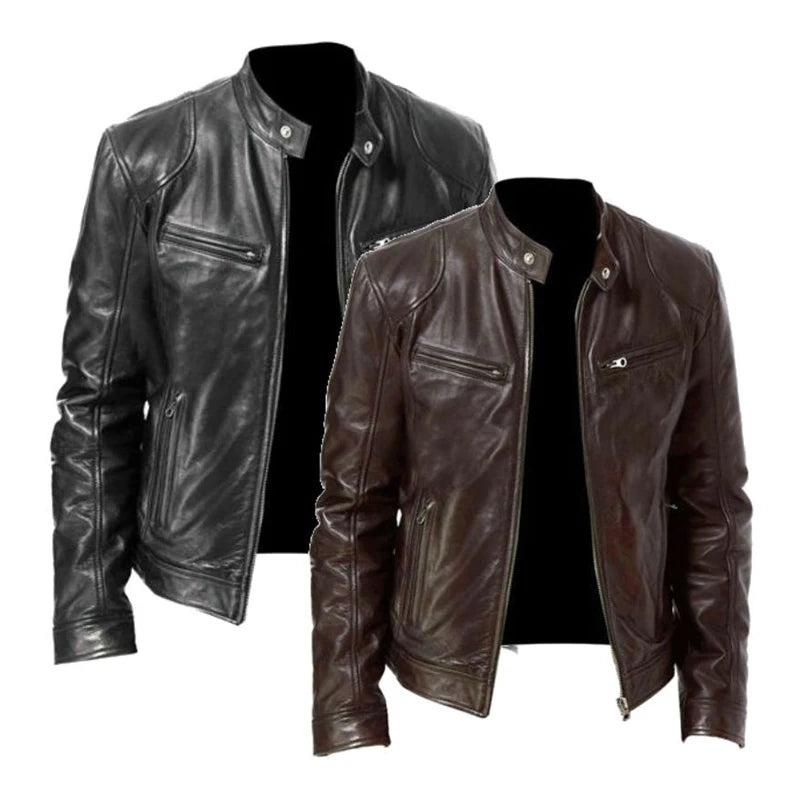 2024 Motorrad Lederjacken Herren Lässige Mode Motorradmantel Slim Fit Revers PU Jacken Herbst Winddichte Lederjacke Herren