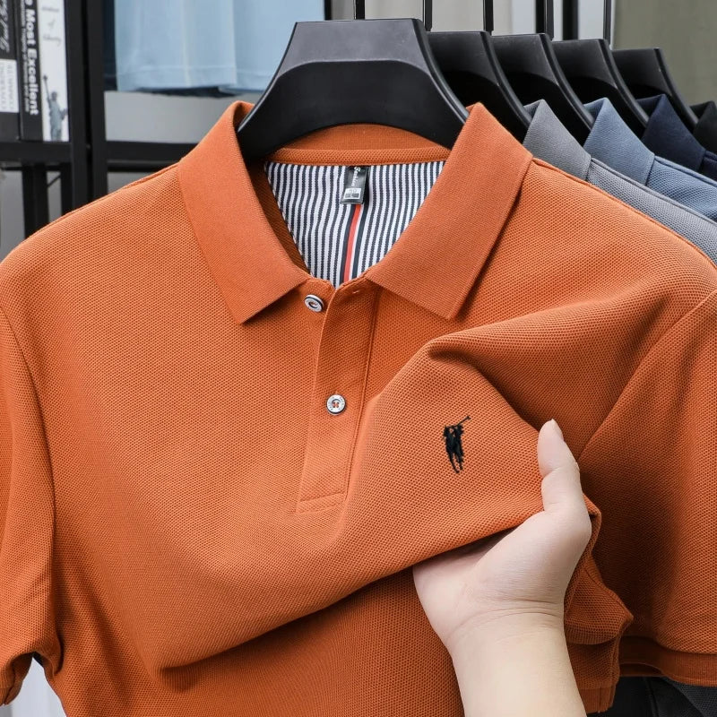 Polo-Shirt aus 100 % reiner Baumwolle, Kurzarm, High-End-Luxusmarke, Mode, Paul Pony Stickerei, Golf, Business Casual Herren T-Shirt Hauptbild