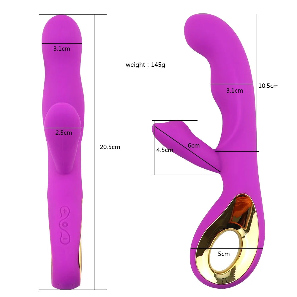 Für Frauen geeignet 2-in-1 Vibrator 10 Frequenzen Dildo für Frauen Vaginal-Klitoris-Saugvibrator Masturbator Erotikartikel
