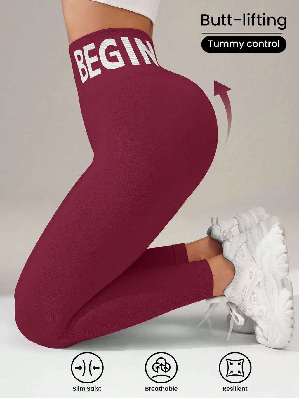 Europäische und amerikanische nahtlose Yoga-Leggings mit Bund-Schriftzug, Po-Lifting, schnelltrocknende, atmungsaktive Damen-Tights für den Sport