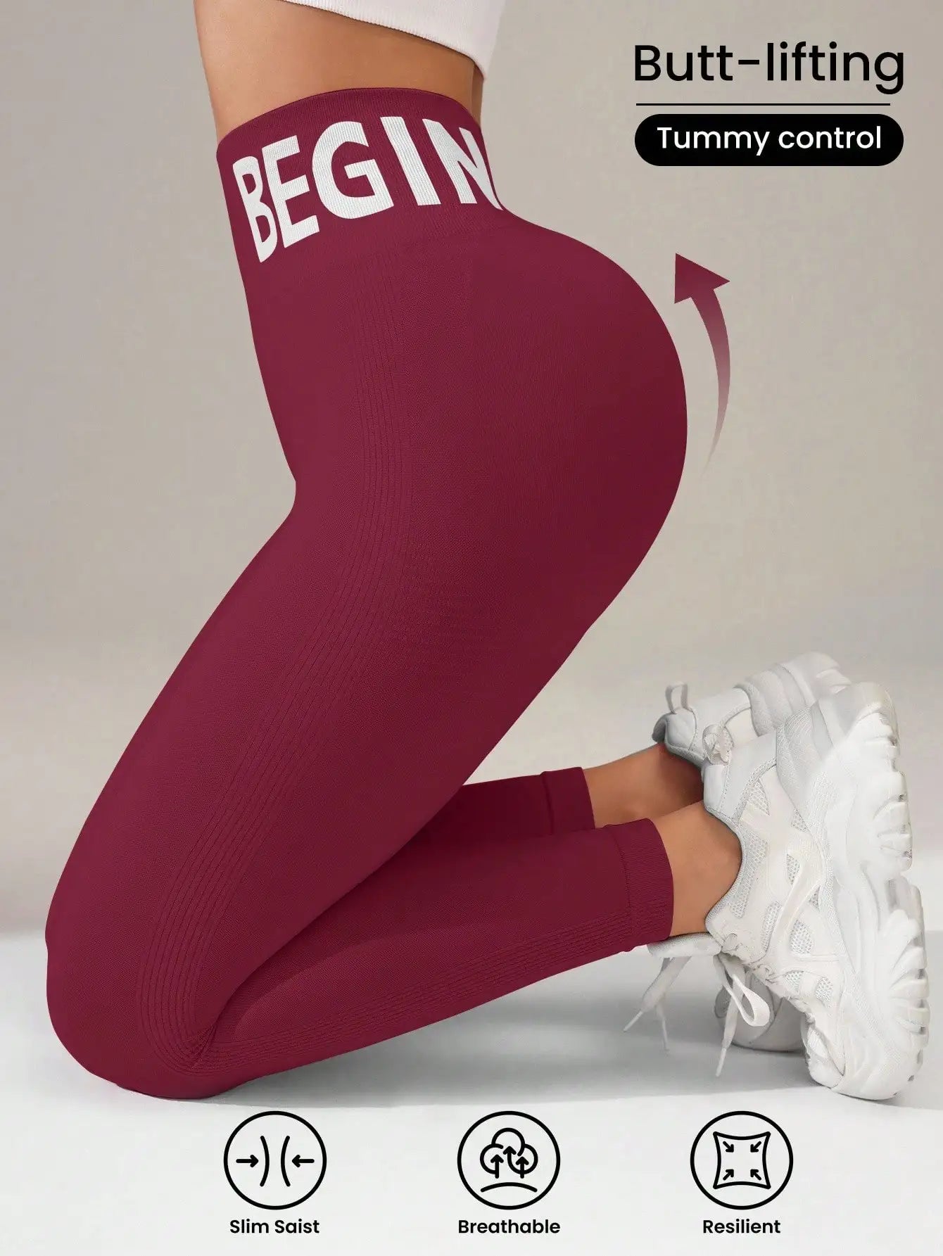 Europäische und amerikanische nahtlose Yoga-Leggings mit Bund-Schriftzug, Po-Lifting, schnelltrocknende, atmungsaktive Damen-Tights für den Sport