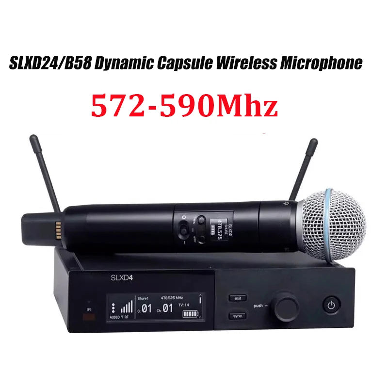 SLXD Mikrofon 500/600/800MHz Drahtloses Mikrofonsystem 4-Pin Headset KSM8/Beta58 Professionelles Audio-Equipment für Bühne Karaoke