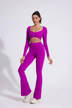 QINACTIVE Damen Yoga Shirts Crop Top Langarmshirts für Damen Yoga Sport Fitness Gym Kleidung Workout Tops